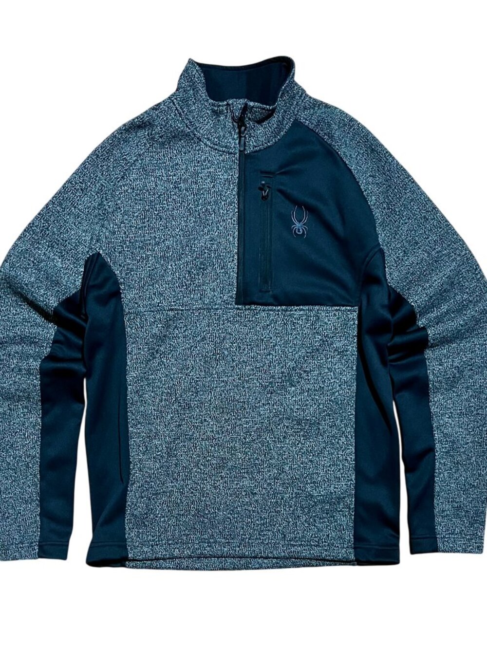 Spyder Half Zip Black & Gray Outdoor Performance Pullover Sweater, Men's Medium